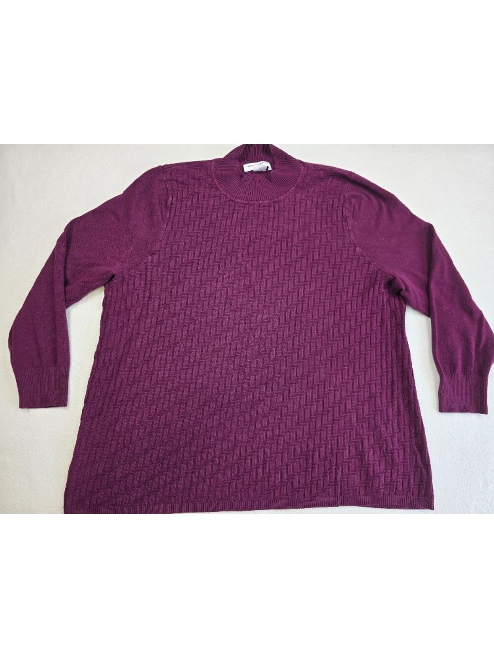 Allison Daley 3X Purple Sweater Textured Knit Long Sleeve Ribbed Neck Cuffs